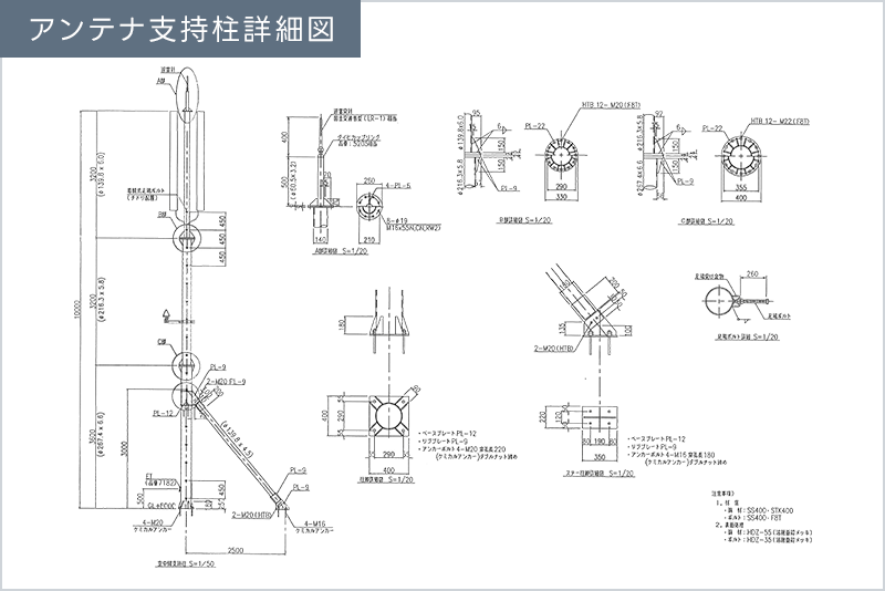 アンテナ支持柱詳細図